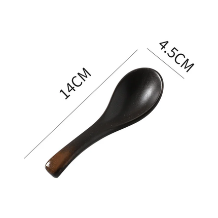 Ceramic Spoons Retro Style Smooth Polished Kitchen Spoons For Rice Porridge Soup Serving Household Restaurant Hotel Use