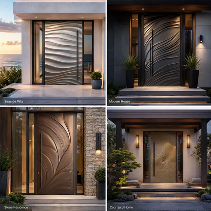 Custom Design Italian Luxury Stainless Steel Exterior Security Front Interior Modern Entrance Double Swing Fire Entry Door
