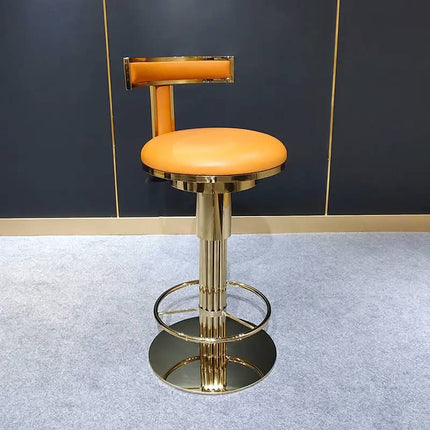 Top Grade Luxury Stainless Steel Home Bar Furniture Adjustable Height Bar Stool Golden Revolving Bar Chair