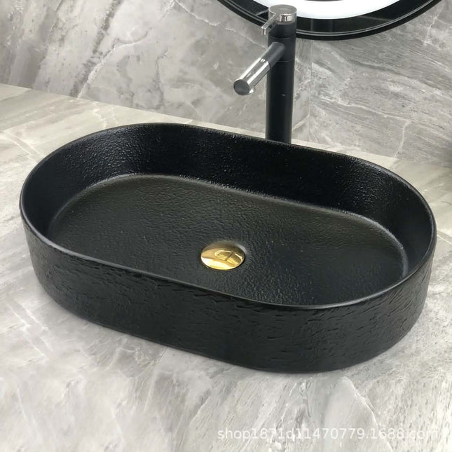 New Arrival Ceramic Sanitary Ware Black Ceramic Hand Wash Basin Counter Top Basin Matt Black Bathroom Sinks
