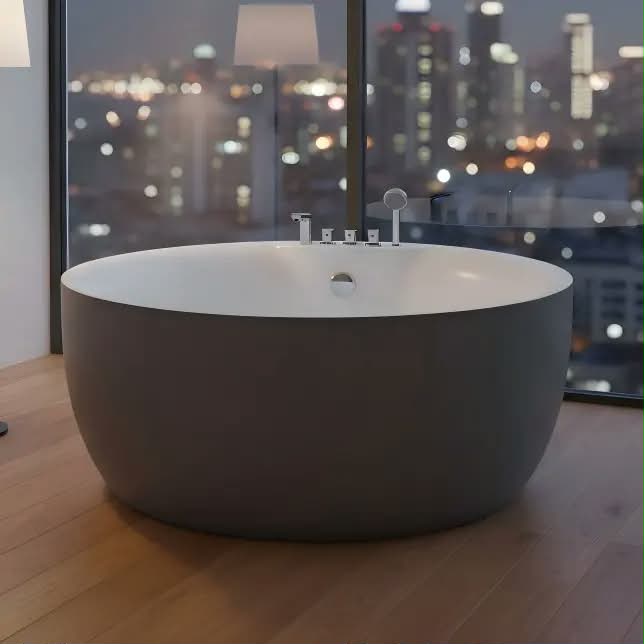 Acrylic Bathtub Integrated Faucet Tub Empty Tub Home Use Homestay Hotel Easy Clean Simple Round Bathing Pool Whirlpool Bathtub