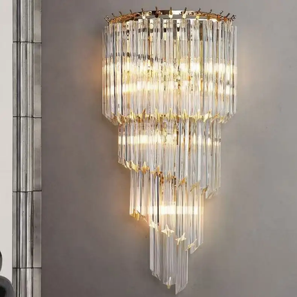Modern Cylindrical Stainless Steel K9 Crystal High CRI 95 Recessed Mount Dimmable LED Wall Lamp for Living Room
