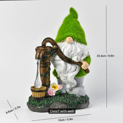 Cross Border Outdoor Courtyard Ornaments Dwarf Elf Resin Garden Gnome Statue With Solar Light Christmas Decoration