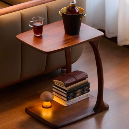 Solid Coffee Table Black Walnut Solid Wood Light Luxury Modern Living Room Corner Table Movable Multifunctional Flooring