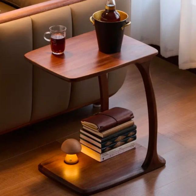 Solid Coffee Table Black Walnut Solid Wood Light Luxury Modern Living Room Corner Table Movable Multifunctional Flooring