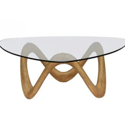Modern Tempered Clear Coffee Table Triangle Glass Side Table with Concrete Legs