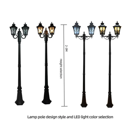 Customized European Retro Landscape Lamp Aluminum Antitrust IP66 Hotel Use Outdoor High Pole Street Lamp