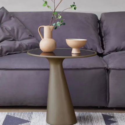 Luxury Home Living Room Furniture Tempered Glass Top Fiberglass Small Round Side Corner Table Coffee Table For Living Room