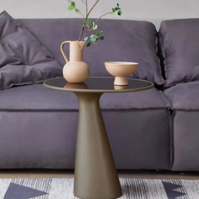 Luxury Home Living Room Furniture Tempered Glass Top Fiberglass Small Round Side Corner Table Coffee Table For Living Room