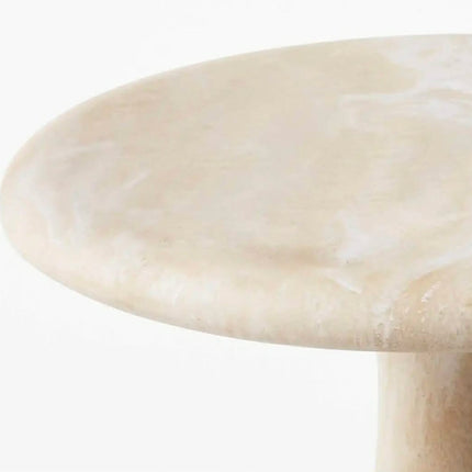 Elegant Trends Cream Marble Side Table Minimalist Modern Luxury Handcrafted Stone Furniture For Living Room Decor Home Furniture