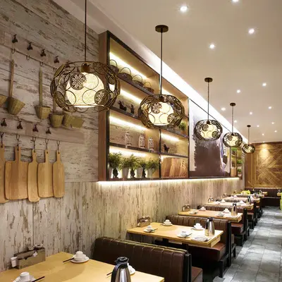 Fashion Creative Rattan Living Room Background Wall Chandelier Practical Iron Restaurant Bar E27 Pendant Light