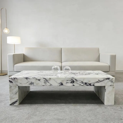 Modern luxury Nordic marble plinths durable coffee table calacatta Viola base center table set furniture bedroom living room