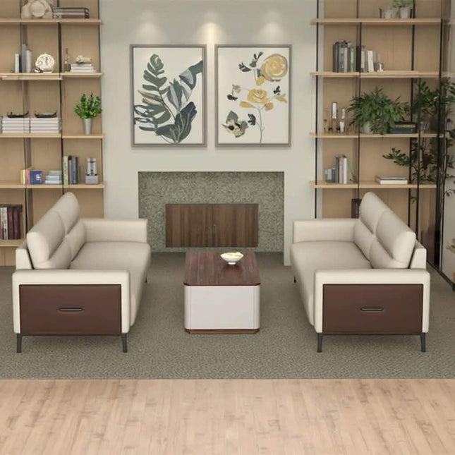 Modern Nordic Leather Office Sofa Set Modular European Style Workshops Home Commercial Reception Sofa