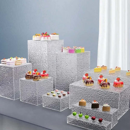 Modern Acrylic Eco-Friendly Cake Stand Cheese Pie Cupcake Display Spinner Serving Platter Lid Foldable For Birthday