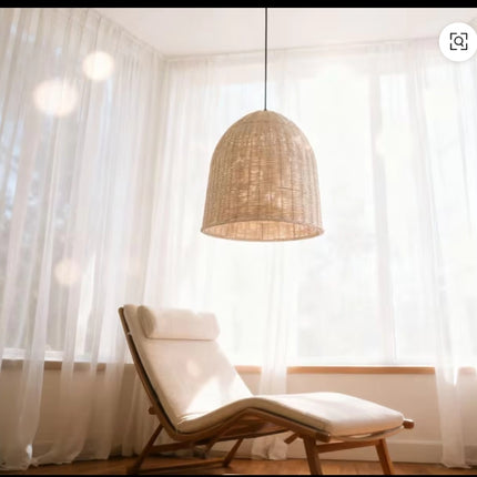 Boho Woven Rattan Pendant Light – Natural Hanging Ceiling Lamp for Living Room, Bedroom, or Scandinavian Home Decor