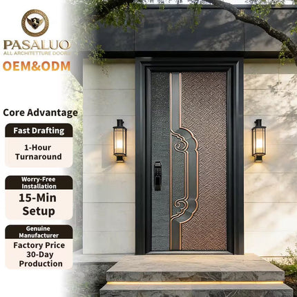 2026 OEM PSL Factory Direct Sales Custom Metal Front Entry Exterior Doors Entrance Security Residential Home Villa For Houses