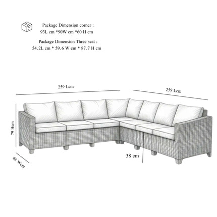 Luxury Durable Modern Outdoor Garden Patio Curved Sectional Rattan Synthetic Wicker Round With Removable Cushions Sofa Set
