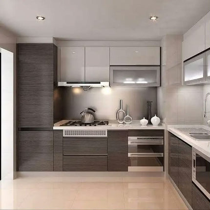 Hot Selling Stainless Steel Kitchen Cabinet Antibacterial L Shaped Metallic Texture Kitchen Cupboard SS304 Kitchen Cupboard