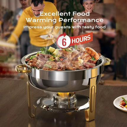 High Quality 7-Piece Stainless Steel Silver Food Warmer Set Alcohol Candle Burner 9L Capacity A Energy Efficiency 60-80c