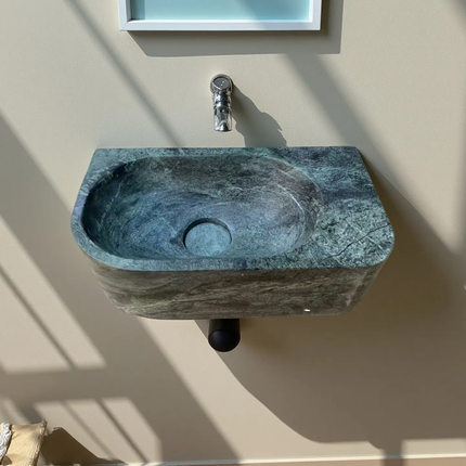 Custom Mini Size Wall Hung India Marble Stone Bathroom Sink WashBasin Rectangle Natural Stone Wash Basin For Hotel Use