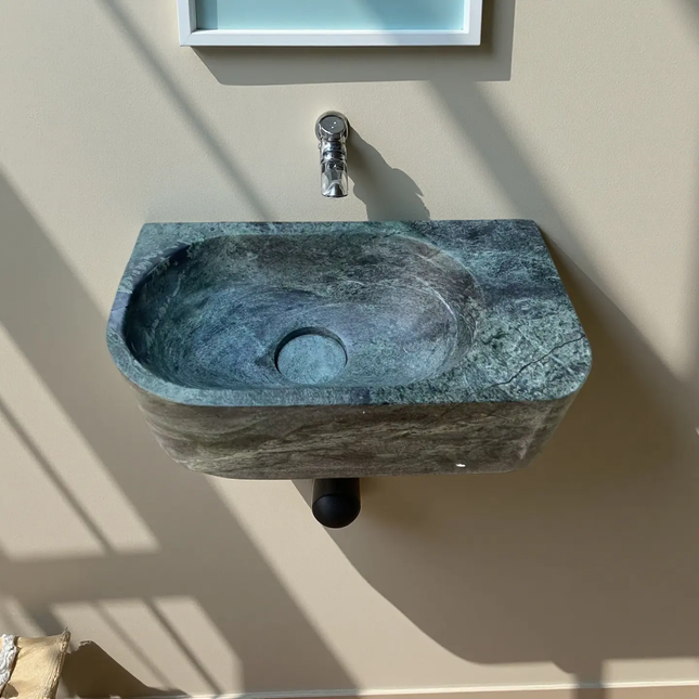 Custom Mini Size Wall Hung India Marble Stone Bathroom Sink WashBasin Rectangle Natural Stone Wash Basin For Hotel Use