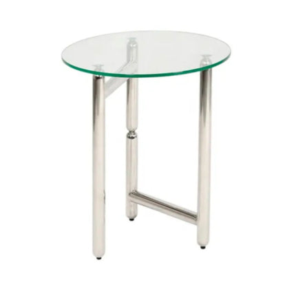 Hot Selling Luxury High Gloss Round Side Table Tempered Glass Top Coffee Table For Home Restaurant Bar Cafe