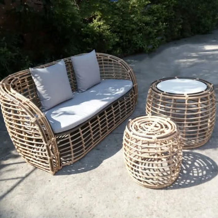 General Use Outdoor Wicker Rattan Sofa Chairs and Tea Table Set For Garden