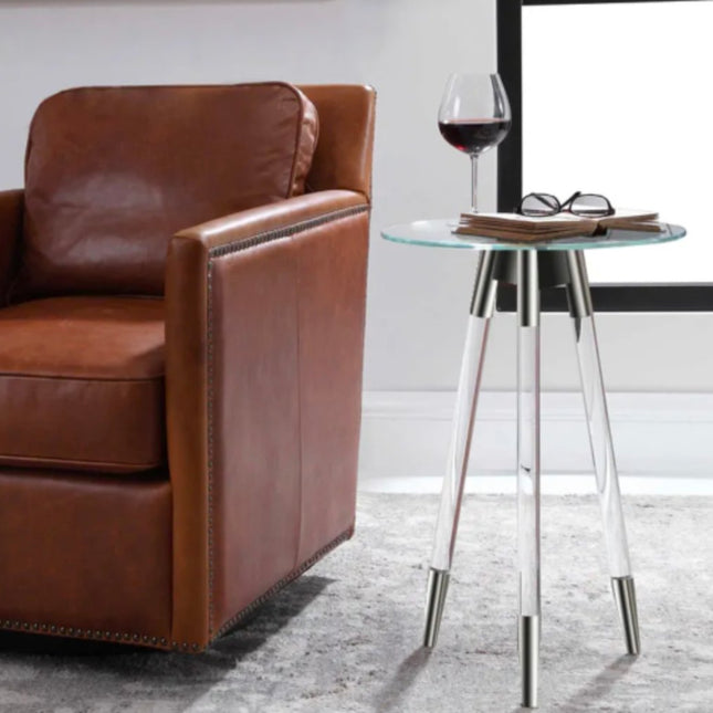 High Quality Living Room Furniture Sofa Round Clear End Tables Tempered Glass Top Side Acrylic Coffee Table