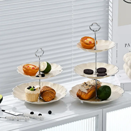 Classic Eco-Friendly Ceramic 3-Tier Dessert Display Stand Cake Stand Wedding Party Dinner Plate Hotels Fruit Plates