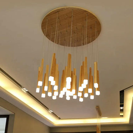 Style Rustic Carved Wood Chandeliers Pendant Light Lamp Elegant Rustic Chandelier
