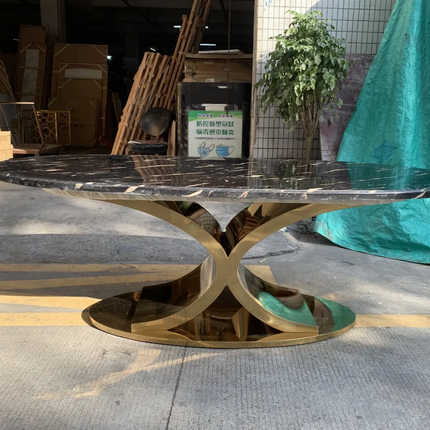 Elite Black Marble Top with Unique Golden X Legs Exquisite Design