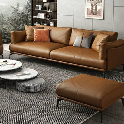 Light Luxury Orange Grain PU Leather Office Reception Sofa Seat Modern Design Style for CEO Room Hot Sales Furniture For  Schools