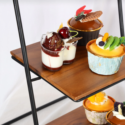 Three Layer Display Shelf Cake Table 3 Tier Acacia Wooden Serving Trays