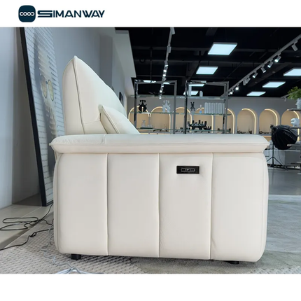 Contemporary Top-Grain Leather Triple-Cushion Power Reclining Sofa