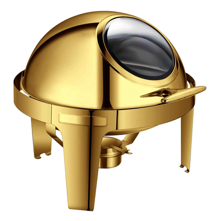 Golden Round Chafing Dish 6L Stainless Steel Buffet Food Warmer With Alcohol Stove For Hotel Catering Wedding Restaurant