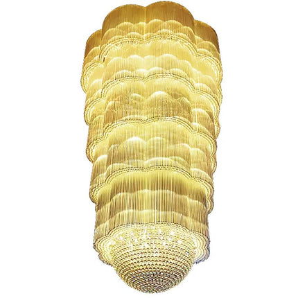 Hotel Lobby Lustre Crystal Luxury Long Large Chandelier Wedding Villa Gold K9 Crystal Chandelier Lighting