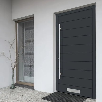 Customized Size Modern Finished Armored Security Front Pivot Door For Commercial Exterior Entrance
