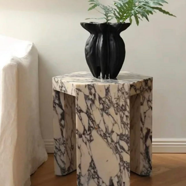 Calacatta Viola Marble Side Table Luxury Italian Polished End Table with 1 year Warranty for Villa & Hotel Living Room Decor