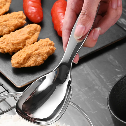 High Quality Korea Metal Tableware304Earl Soup Serving Round Head Flat Rice Spoon Modern Design