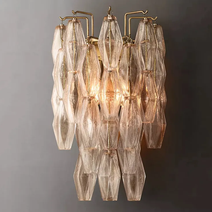 Modern Nordic Gold Light Smoke Glass Sconce Bedroom Hotel Bedside Crystal Wall Lamp For Living Room