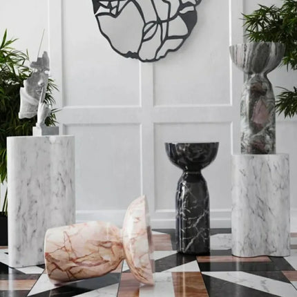 Modern Luxury Calacatta Viola Marble Side Table Living Room Furniture Round / Square Natural Stone Coffee Table
