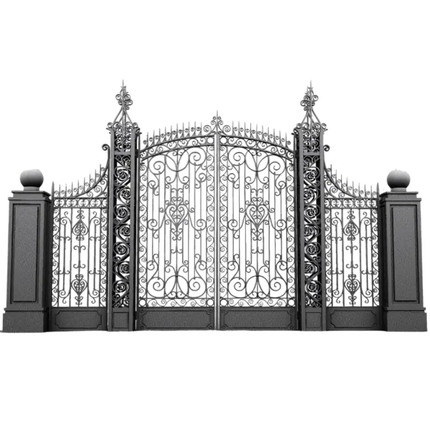 Decorative Wrought Iron Gate Custom Steel Driveway Gate Houses 7ft Height Eco-Friendly Classic/Traditional Modern Powder Coated