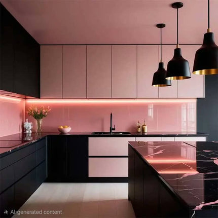 Modern Furniture Luxury Red and Pink Series Customized Wood MDF Melamine Kitchen Cabinets Set with Sink Modural Kitchen Cupboard
