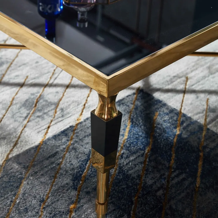 Royal Gold Side Table - Elegant Italian Design, Premium Stainless Steel with Black Marble Top
