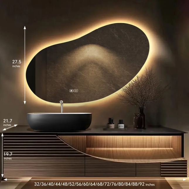 Modern minimalist solid wood vanity cabinet with smart defog mirror and countertop for apartment use, bathroom sink