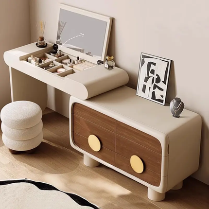 Modern LED Light Dressing Table With Storage Chest Makeup Beauty Vanity Hair Dresser For Bedroom Apartment Bathroom