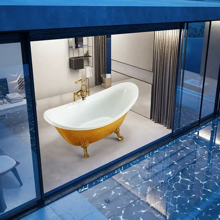 Modern Portable Soaking 1 person Hotel Use Free Standing Acrylic Bathtub with Drainer Chrome Foot White