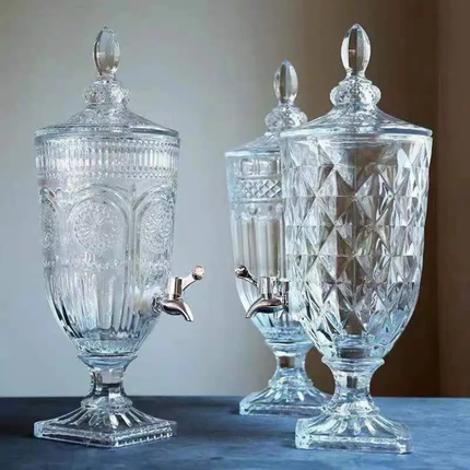 Luxury Home Decor Juice Fruit Punch Alcohol Drink Glass Beverage Dispensers for Party And Wedding