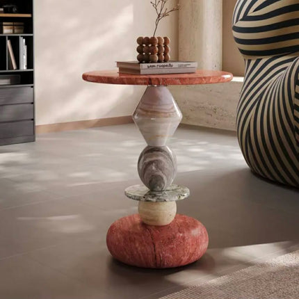 Luxury Round Corner Table Furniture Designer's Style Villa Living Room Sofa Marble Side Table Hotel Bedroom Bed Side Tables