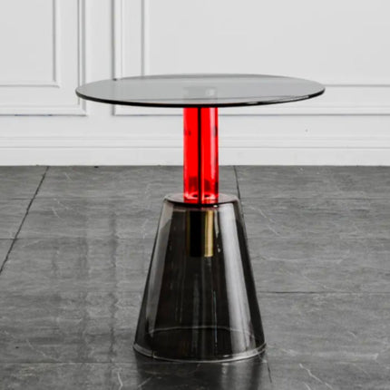 Personalized Designer Glass Round Coffee Table Luxury Red Green Hotel Bar Sofa Decoration Furniture Glass Side Table